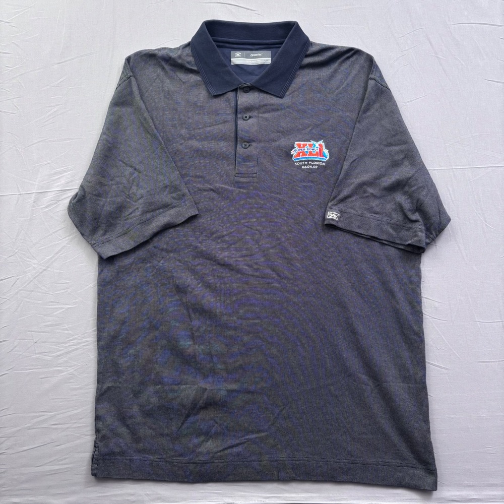 Cutter‎ & Buck Super Bowl XLI 2007 South Florida Gray Navy Polo Shirt Mens Large